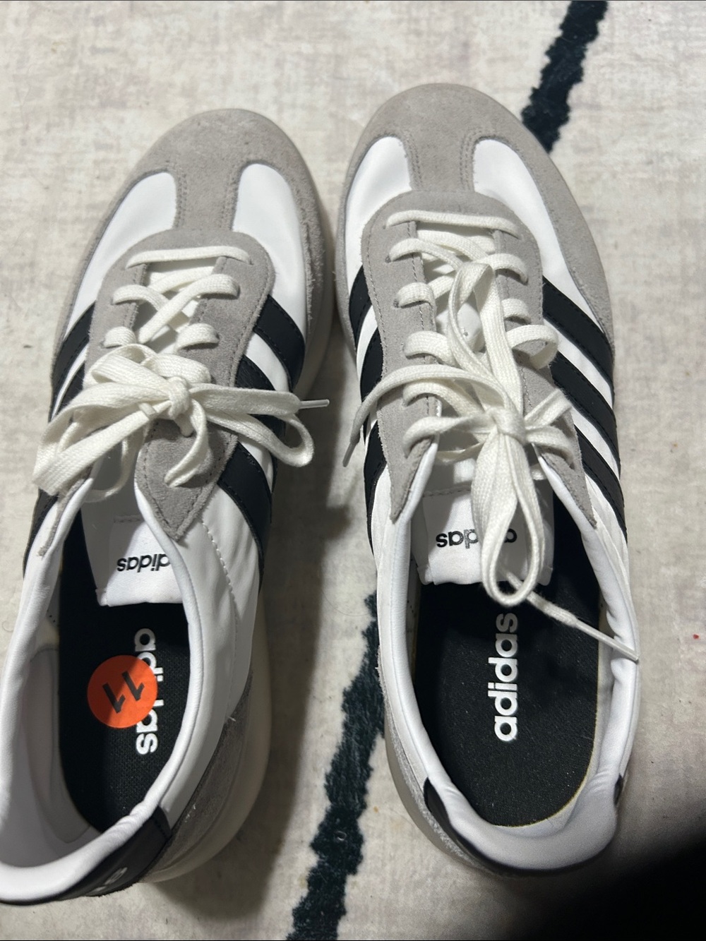 adidas Men’s White, Black & Gray Classic Trainer Sneakers